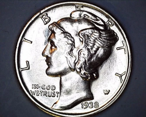 1938-S Mercury Head Silver Dime  BU+   **402-6