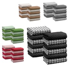 12-Pack Cotton Ascot Check Terry Tea Towels for Kitchen, Drying & Cleaning Cloth
