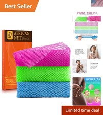 3 Pieces African Bath Sponge African Net Long Net Bath Sponge Exfoliating Sho...