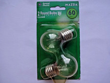 2x 60w E27 ES Screw In Incandescent Clear Round Bulbs Golfball Globe Dimmable