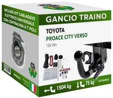 Gancio Orizzontale Estraibile Toyota PROACE CITY VERSO L1 Dal 2019 Centralina 7P