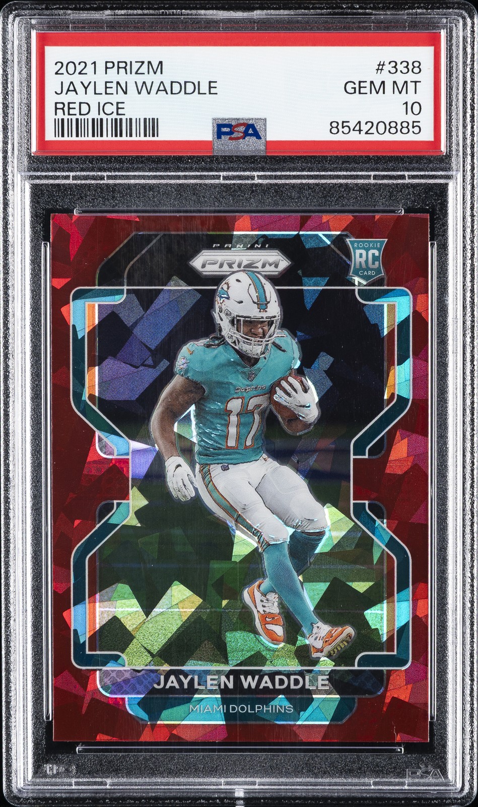 2021 PANINI PRIZM RED ICE #338 JAYLEN WADDLE PSA 10