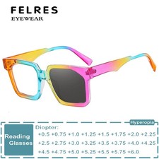 Unisex Photochromic Reading Glasses Classic Square Simple Personality Sunglasses