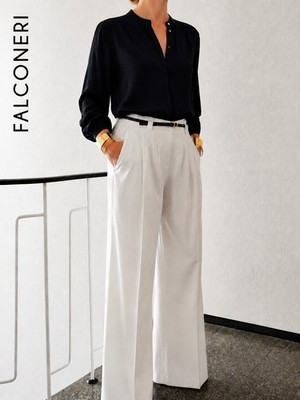 FALCONERI Seidenbluse 100% Seide Schwarz Gr. M | Made in Italy Stil | Luxus 