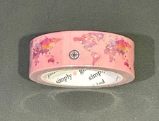 NEW Simply Gilded World Maps 🌎 Dark Pink w/ Black Washi Tape Roll 15 mm
