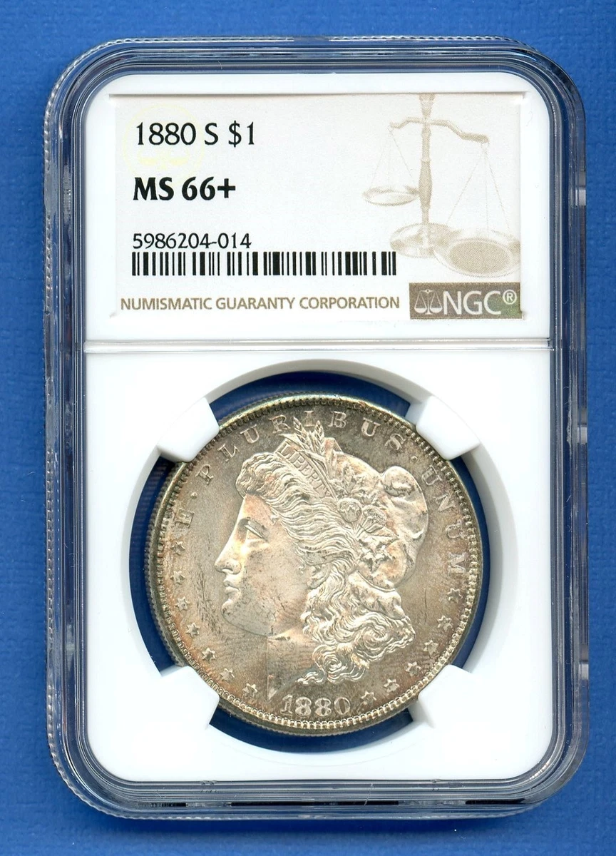 Silver MS 66 Graded 1880 Year Morgan US Dollars (1878-1921) for