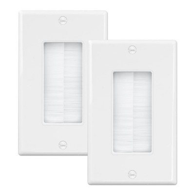 iwillink Brush Wall Plate 2 Pack, Cable Pass Through Insert for Wires, Single...