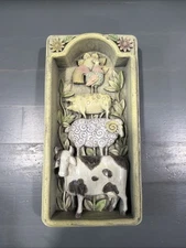 P/C43- Jim Shore’s Garden Artistry 2001 Cow Sheep Pig Rooster