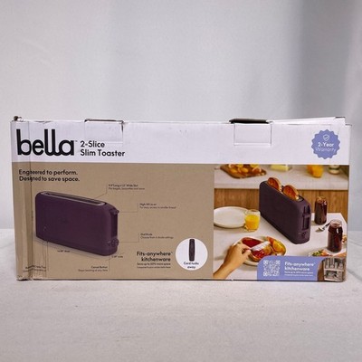 Bella 2-Slice Slim Toaster Retro Purple Long Slot Compact Kitchen Countertop