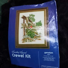 Candamar Something Special Geranium Crewel Kit #40044 16"x20" OPEN COMPLETE