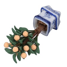 1:12 Dollhouse Mini Orange Tree Decor Vivid For Garden Scene Resin Blue White Po