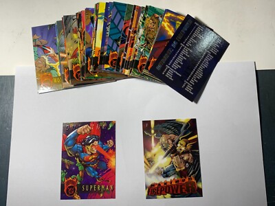 1996 SKYBOX DC OUTBURST: FIREPOWER UNVOLLSTÄNDIGES SET 66 KARTEN + 1 PROMO + 1 CHASE
