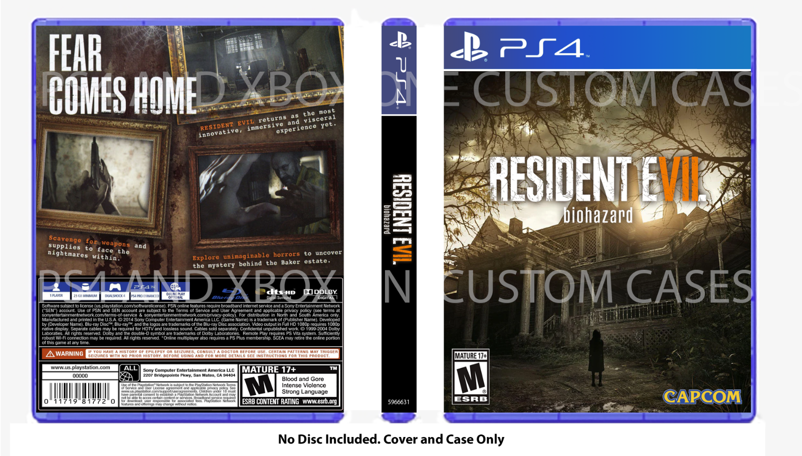 XBOX PS4 Resident Evil HD CUSTOM REPLACEMENT CASE NO DISC SEE DESCRIPTION