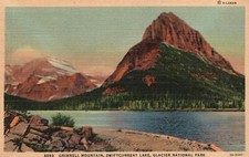Vintage Postcard 1930s Grinnell Mountain Swiftcurrent Lake Glacier National Park