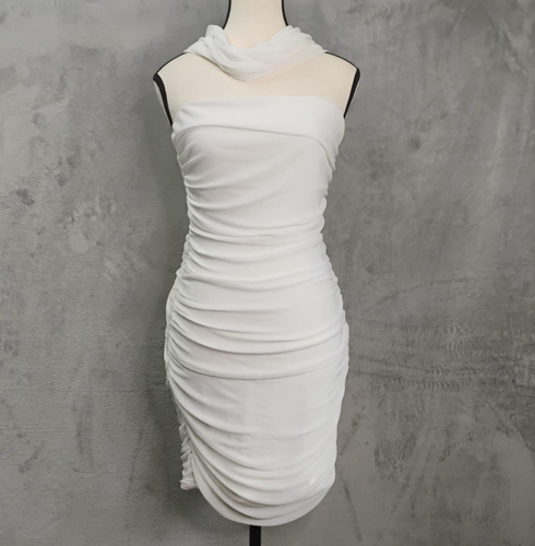 Club L London White Strapless Draped Ruched Mini Dress 6? Prom Dress Party - Bild 2 von 14