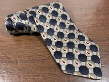 Van Heusen Tie - All Silk - Made in USA - Black Gold and Red Geometric