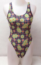 New Shiny Floral Pattern Sleeveless Leotard / Bodysuit for Woman size 10 Small