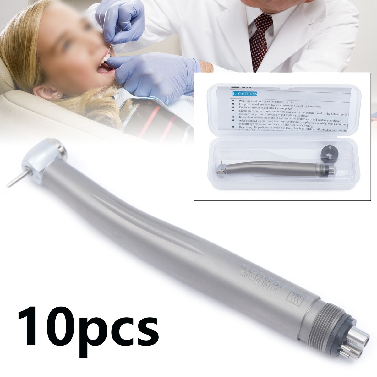 10pcs Dental Lab High Speed Handpiece 4 Hole Push Button Needle