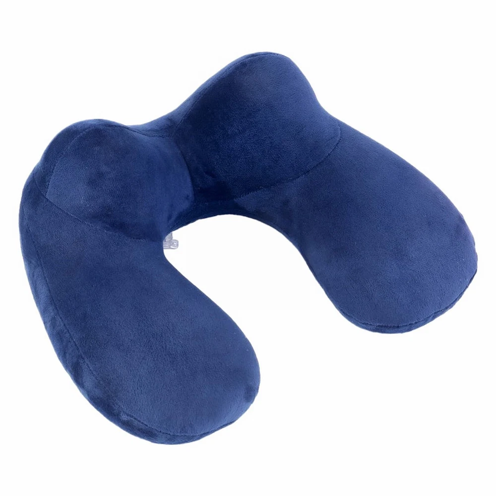 Soft U-Shaped Inflatable Travel Neck Pillow for Airplanes and Cars