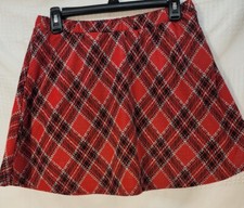 NWT KNIT WORKS Girls's Skort Pull On Elastic Waist Plaid Polyester Blend Size L