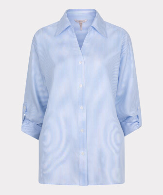 Esqualo Damen Oversize Bluse Krempelarm SP25.14005Blau/Weiß getsreift Gr. 34-46