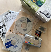 Vtg Canon Power Shot Camera A310 Box Discs CF Card Adapter FOR PARTS or REPAIR