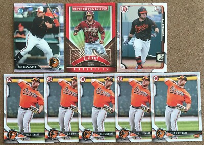 D.J. Stewart Rookie Lot of 8 Cards Bowman Chrome Prospects Elite More! Orioles