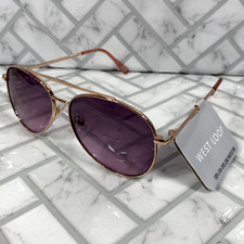 NWT West Loop Sunglasses 23 482 RSE FWG Rose Gold Frames Purple Lenses 100 UVA