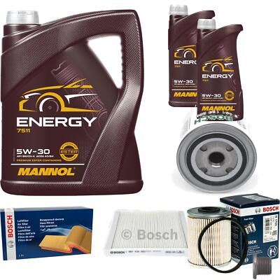 BOSCH Inspektionspaket 7 L MANNOL Energy 5W-30 für Volvo V40 Kombi VW 1.9 DI