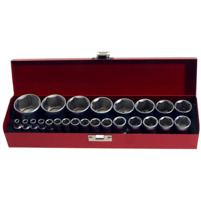24 x Steckschlüssel-Einsätze Nusskasten Stecknuss SAE ZOLL ZÖLLIG 1/4'' + 1/2''