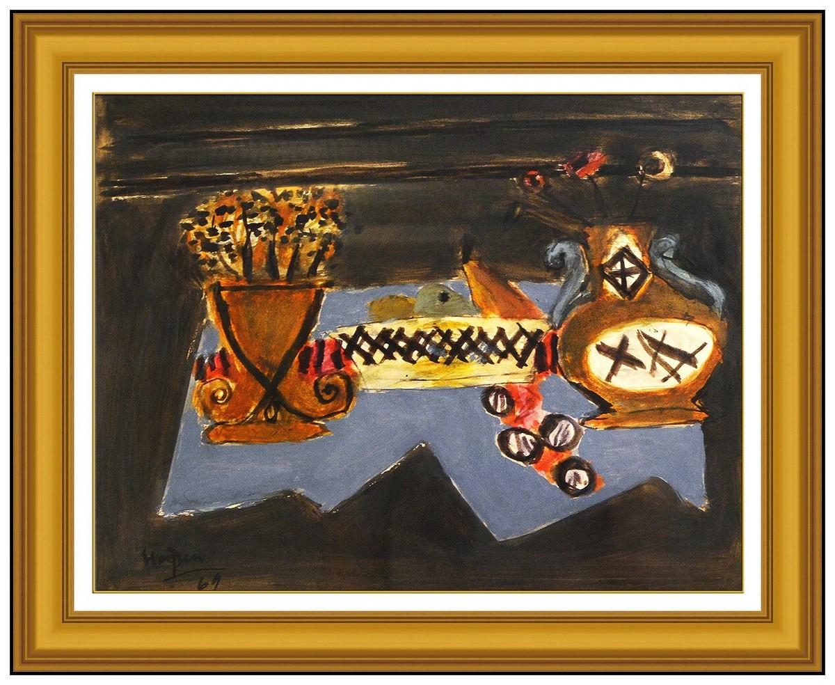 Henri Hayden Original Nature Morte Peinture à Bord Signé Encadré