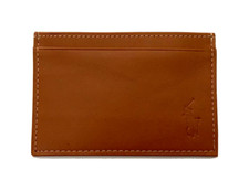 NWT Polo Ralph Lauren Burnished Leather Slim CARD CASE Wallet - Brown - 8346 