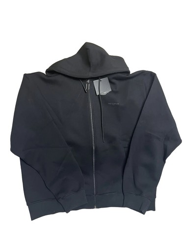The Kooples SPORT Black Fleece Hoodie Sweatshirt Nylon Sleeves Zipper Jacket  XL