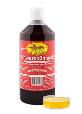 horse-direkt Schwarzkümmelöl 1 Liter Flasche, 100% rein für Hunde, Pferde
