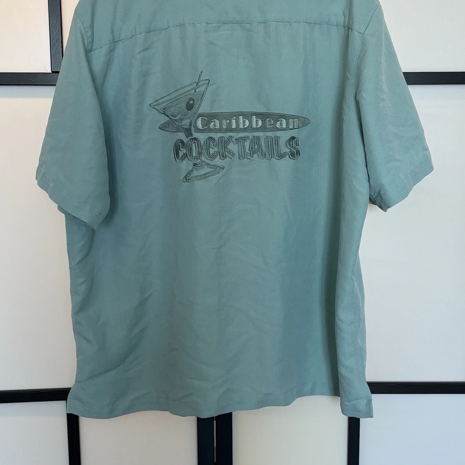 Caribbean Mens Size XL Short Sleeve Button Up Shirt “CARIBBEAN COCKTAILS” READ - Image 2 of 4