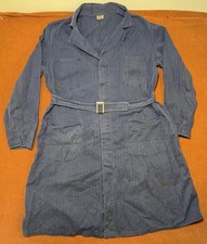 1940s Lee Sanforized Herringbone Indigo Stripe Work Chore Long Coat Mobil Pegasu