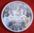 1966 Canada Dollar 80% Silver Coin CAD43