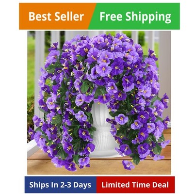 Sggvecsy Artificial Fake Hanging Flowers Plants Outdoor Outside Spring Summer...