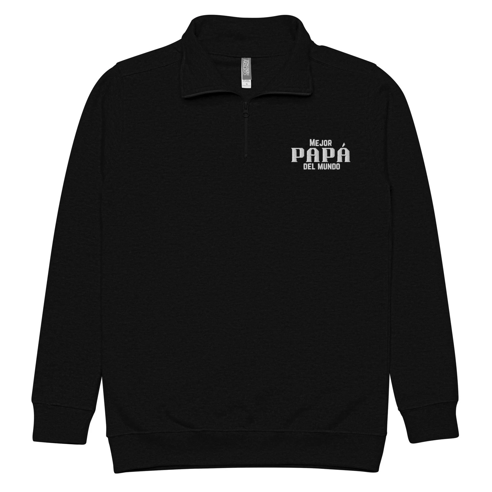 Mejor papá del mundo embroidered fleece pullover for Spanish father