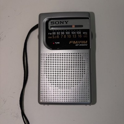 Sony ICF-S10MK2 Pocket Radio with Speaker - Silver -USED/WORKS