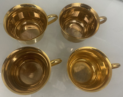 24 Karat Gold Plated Demi Mugs w/Handles Set of 4-3  x 2 