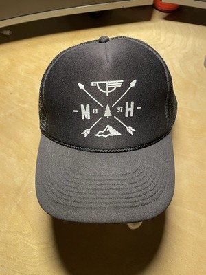 Timberline Lodge/ Mount Hood Black Otto Trucker Hat 1937 Logo