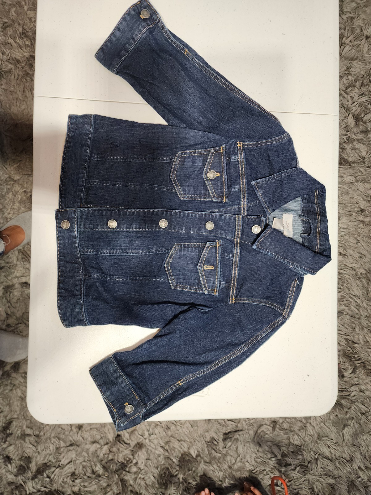 LOFT S Denim Jacket Button Front Collared Pockets… - image 1