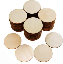 100 Pieces Unfinished Wood Circle - 2 Inch Round Disc Blank Natural Wooden Cutou