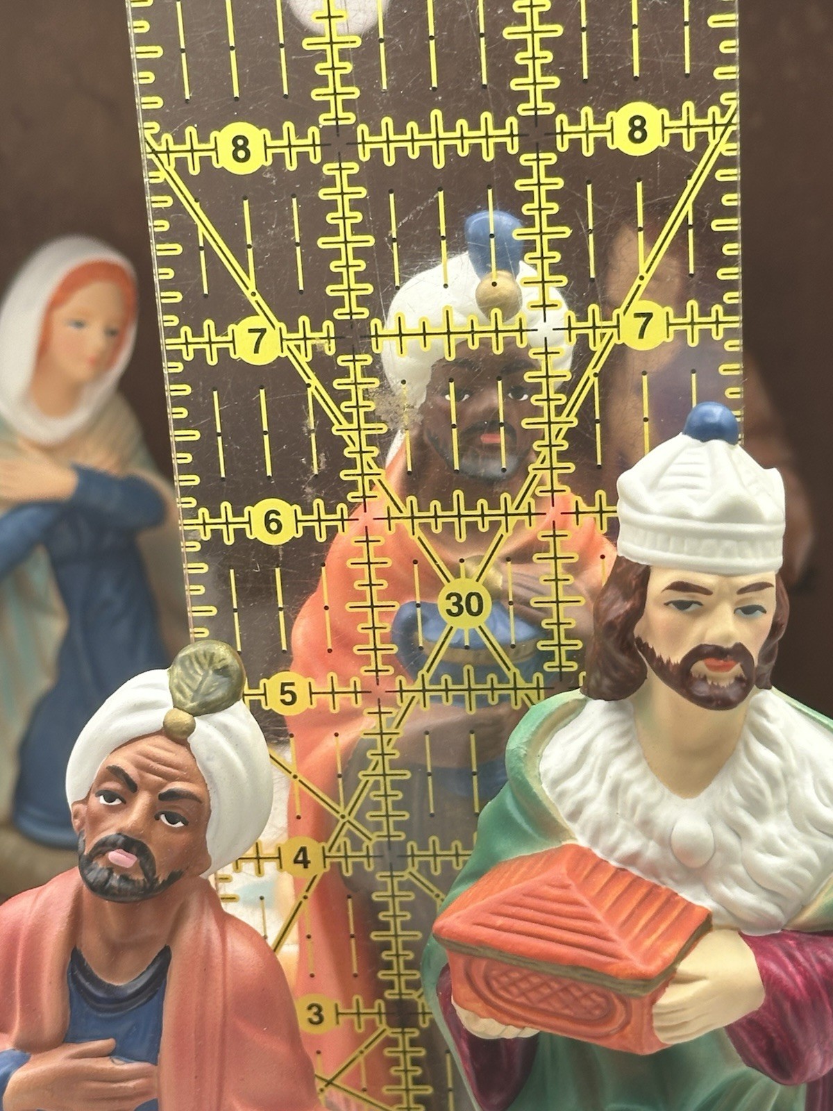 Vintage Hand Painted 11 Piece Nativity Set With Crèche Japan Original Box