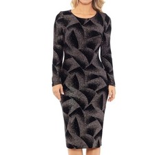 Betsy & Adam - Long-Sleeve Glitter-Knit Dress