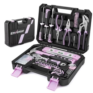 Pink Tool Kit Set for Women, 108PCS General Household Hand Tool Kit