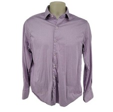 Robert Graham Stretch Dress Shirt Men s M 16 Purple Pattern Button Long Sleeve