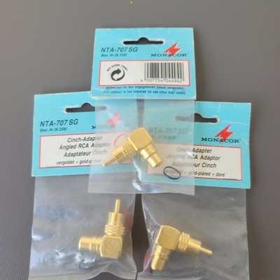 NTA-707SG | NTA707SG MONACOR Cinch Winkeladapter RCA vergoldet 90° 3x Set