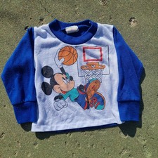 Vintage Disney Mickey Mouse Basketball Pajamas Top Size 2 Toddler Rare